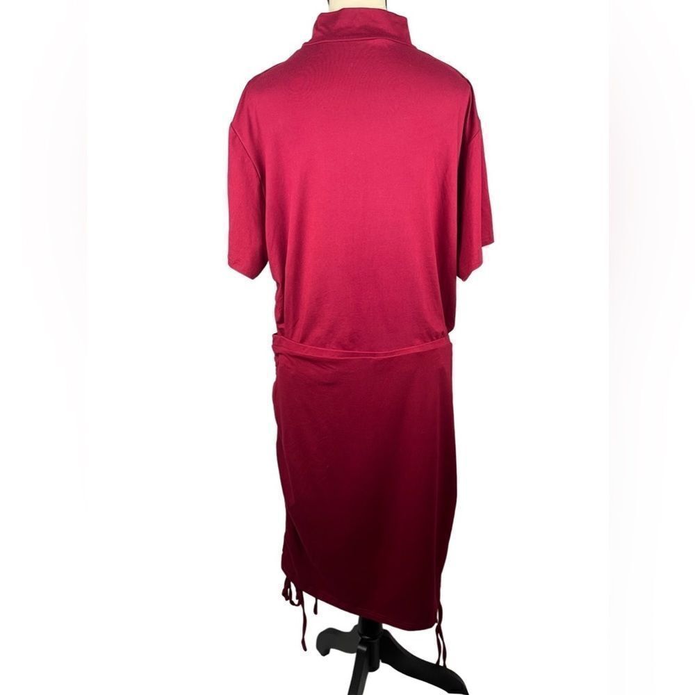 Shein Curve Red Cotton Blnd Drawstring Side short sleeve Tee & Skirt set Sz 4XL - Picture 3 of 11